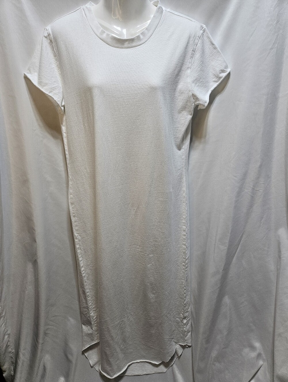 Frank & Eileen Tee Lab White Cotton T-Shirt Dress Size Large Raw Hem Minimalist - Picture 2 of 7